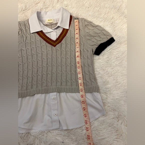 Anthropologie Maeve Layered Cable Sweater With Collar Sz XS - Picture 11 of 11